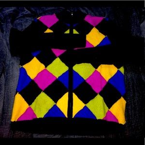 Vintage colorblock patchwork abstract sweater
